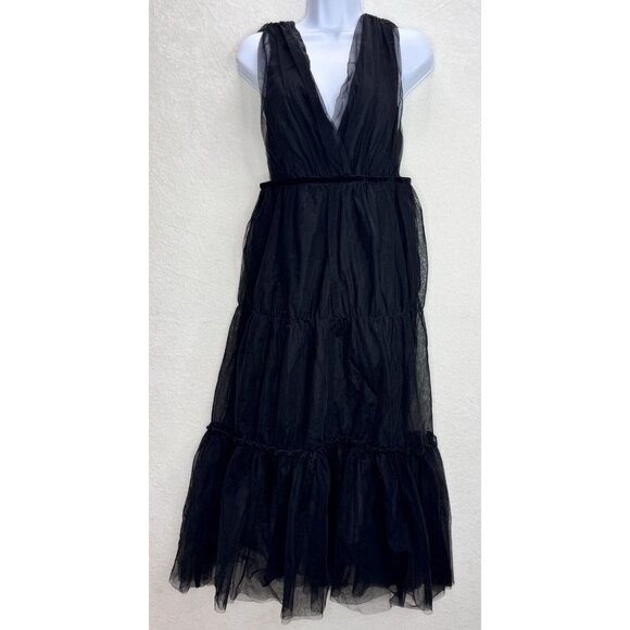 Forever 21 Women's Black Tulle Plunge Dress Size Small NWT - Picture 1 of 13